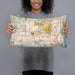 Person holding 20x12 Custom Boca Raton Florida Map Throw Pillow in Woodblock