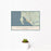12x18 Bodega Bay California Map Print Landscape Orientation in Woodblock Style With Small Cactus Plant in White Planter