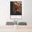 24x36 Bodega Bay California Map Print Portrait Orientation in Ember Style Behind 2 Chairs Table and Potted Plant