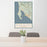 24x36 Bodega Bay California Map Print Portrait Orientation in Woodblock Style Behind 2 Chairs Table and Potted Plant
