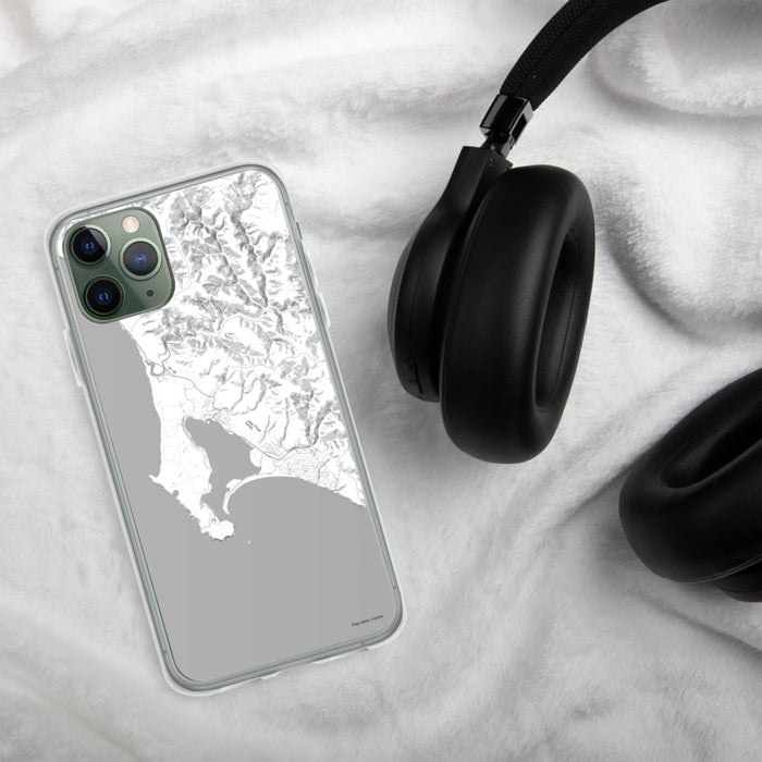 Custom Bodega Bay California Map Phone Case in Classic on Table with Black Headphones