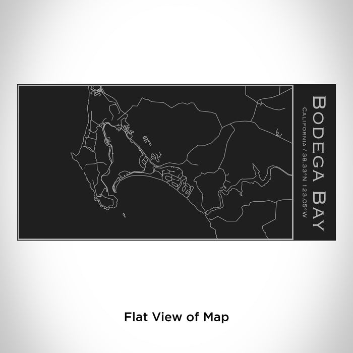 Rendered View of Bodega Bay California Map Engraving on 17oz Stainless Steel Insulated Cola Bottle in Black