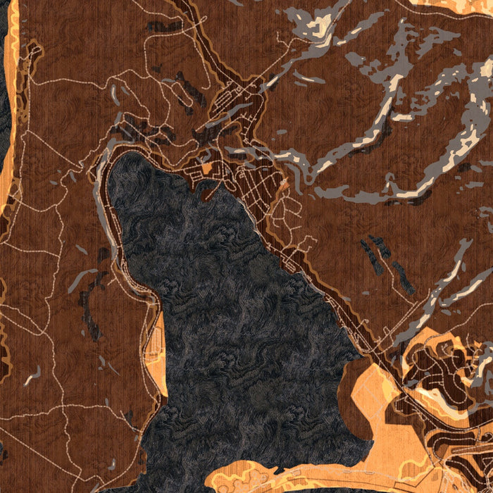 Bodega Bay California Map Print in Ember Style Zoomed In Close Up Showing Details