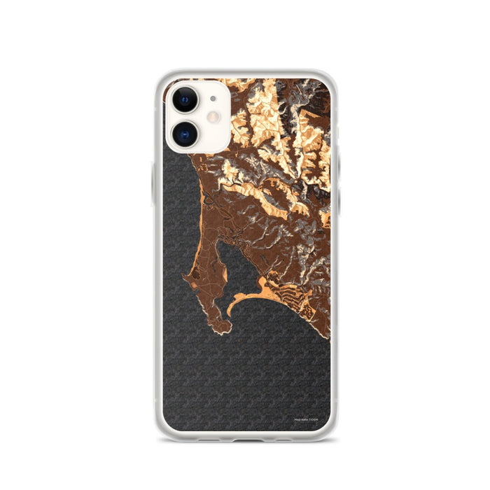 Custom iPhone 11 Bodega Bay California Map Phone Case in Ember