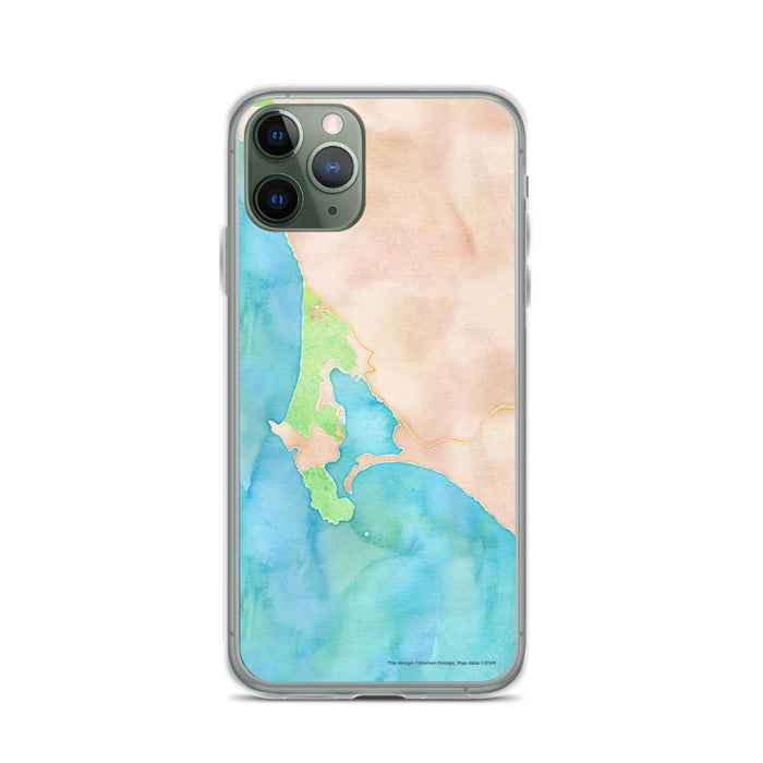 Custom iPhone 11 Pro Bodega Bay California Map Phone Case in Watercolor