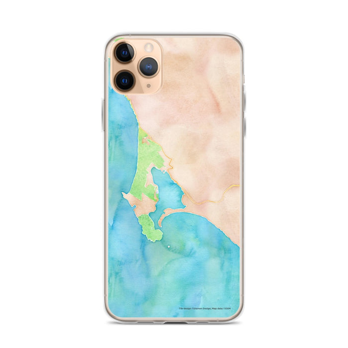 Custom iPhone 11 Pro Max Bodega Bay California Map Phone Case in Watercolor