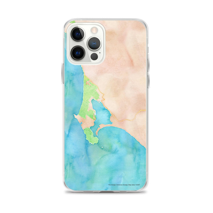 Custom iPhone 12 Pro Max Bodega Bay California Map Phone Case in Watercolor