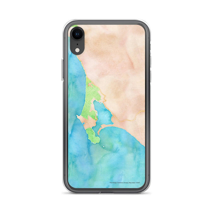 Custom iPhone XR Bodega Bay California Map Phone Case in Watercolor