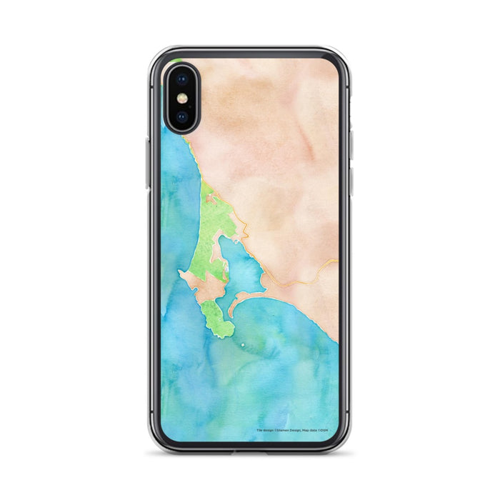 Custom iPhone X/XS Bodega Bay California Map Phone Case in Watercolor