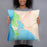 Person holding 18x18 Custom Bodega Bay California Map Throw Pillow in Watercolor