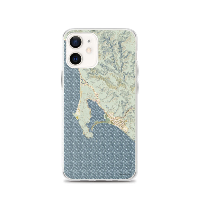 Custom iPhone 12 Bodega Bay California Map Phone Case in Woodblock