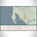 Bodega Bay California Map Print Landscape Orientation in Woodblock Style With Shaded Background