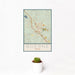 12x18 Boerne Texas Map Print Portrait Orientation in Woodblock Style With Small Cactus Plant in White Planter