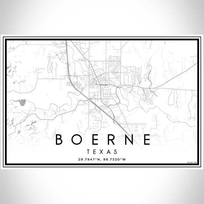 Boerne Texas Map Print Landscape Orientation in Classic Style With Shaded Background