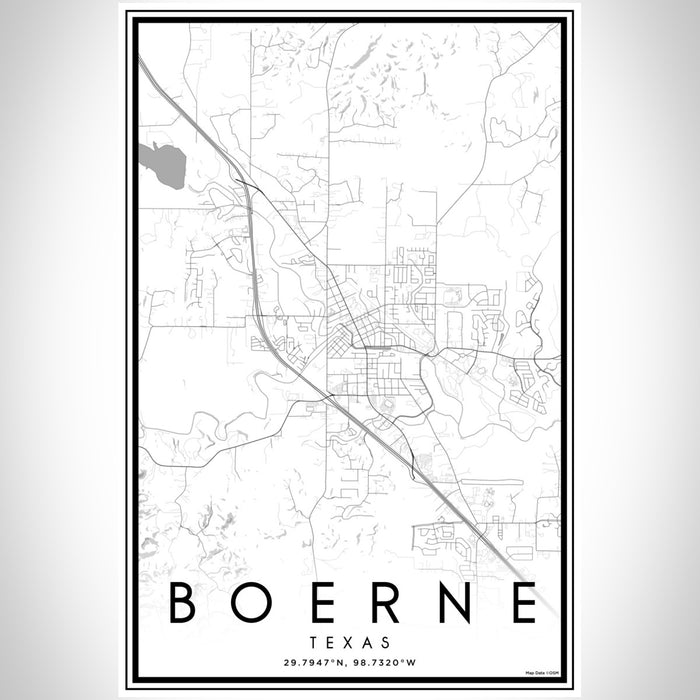 Boerne Texas Map Print Portrait Orientation in Classic Style With Shaded Background