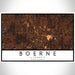 Boerne Texas Map Print Landscape Orientation in Ember Style With Shaded Background
