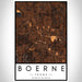 Boerne Texas Map Print Portrait Orientation in Ember Style With Shaded Background