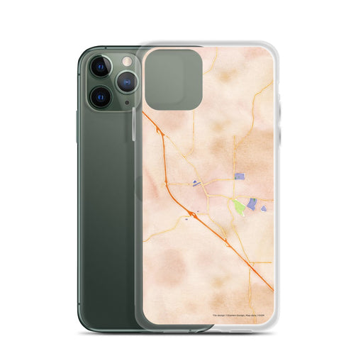Custom Boerne Texas Map Phone Case in Watercolor on Table with Laptop and Plant