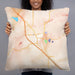 Person holding 22x22 Custom Boerne Texas Map Throw Pillow in Watercolor