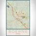 Boerne Texas Map Print Portrait Orientation in Woodblock Style With Shaded Background