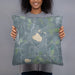 Person holding 18x18 Custom Bohners Lake Wisconsin Map Throw Pillow in Afternoon