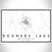 Bohners Lake Wisconsin Map Print Landscape Orientation in Classic Style With Shaded Background
