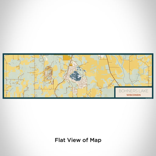 Flat View of Map Custom Bohners Lake Wisconsin Map Enamel Mug in Woodblock