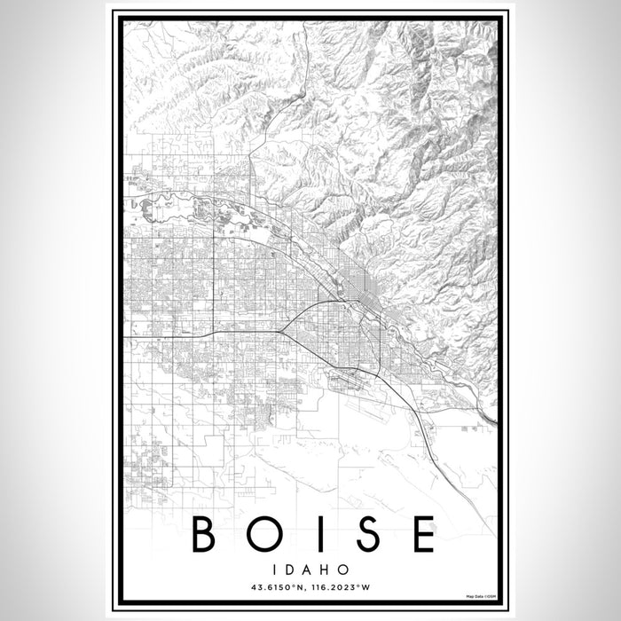 Boise Idaho Map Print Portrait Orientation in Classic Style With Shaded Background