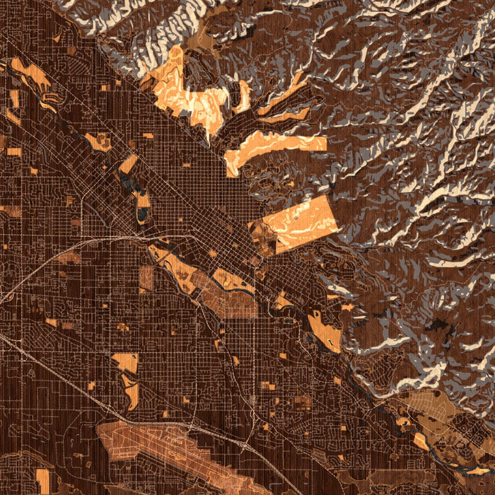 Boise Idaho Map Print in Ember Style Zoomed In Close Up Showing Details