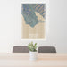 24x36 Bolinas California Map Print Portrait Orientation in Afternoon Style Behind 2 Chairs Table and Potted Plant