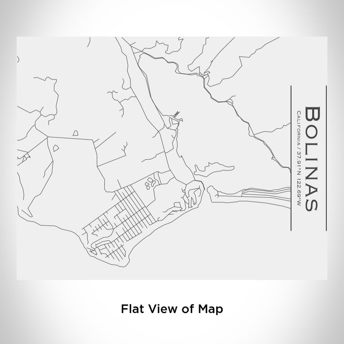 Rendered View of Bolinas California Map Engraving on 20oz Stainless Steel Insulated Bottle with Bamboo Top in White