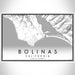 Bolinas California Map Print Landscape Orientation in Classic Style With Shaded Background