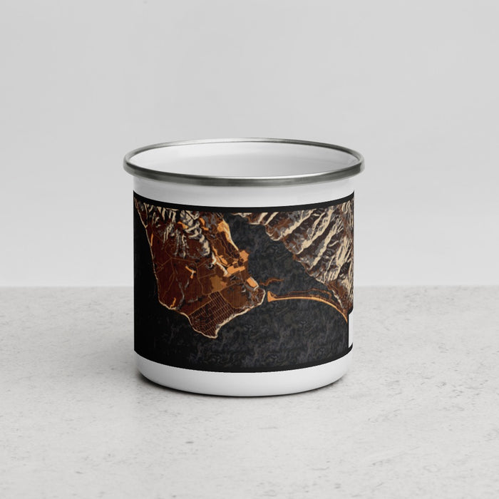 Front View Custom Bolinas California Map Enamel Mug in Ember