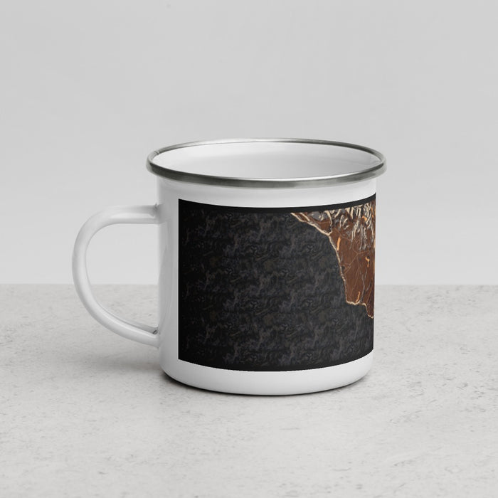 Left View Custom Bolinas California Map Enamel Mug in Ember