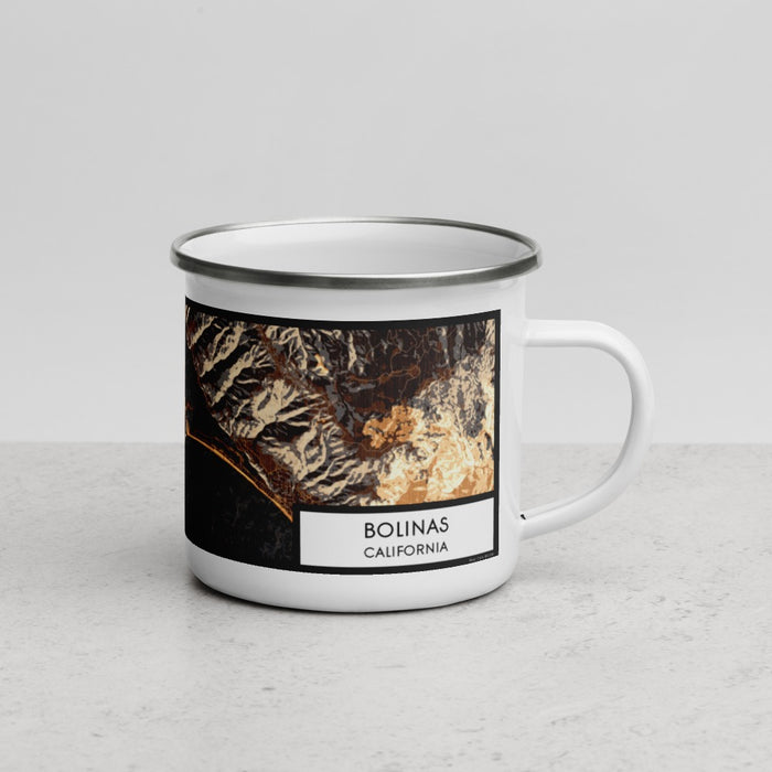 Right View Custom Bolinas California Map Enamel Mug in Ember