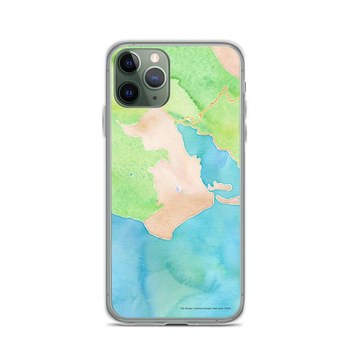 Custom iPhone 11 Pro Bolinas California Map Phone Case in Watercolor