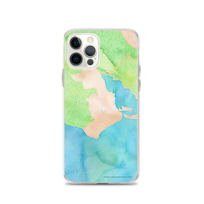 Custom iPhone 12 Pro Bolinas California Map Phone Case in Watercolor