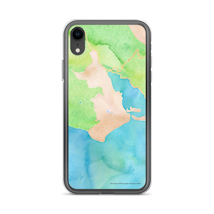 Custom iPhone XR Bolinas California Map Phone Case in Watercolor