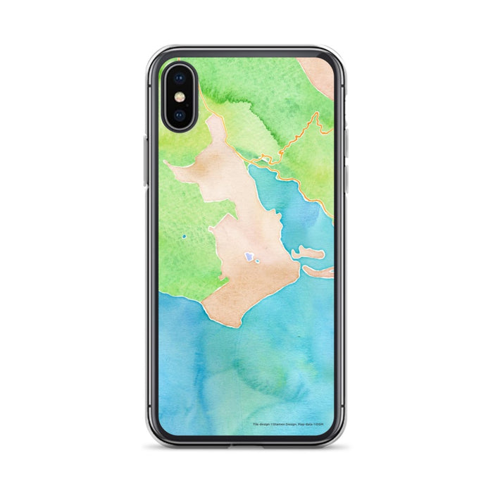 Custom iPhone X/XS Bolinas California Map Phone Case in Watercolor