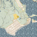 Bolinas California Map Print in Woodblock Style Zoomed In Close Up Showing Details