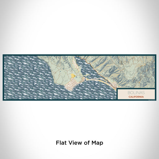 Flat View of Map Custom Bolinas California Map Enamel Mug in Woodblock