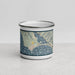 Front View Custom Bolinas California Map Enamel Mug in Woodblock