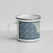Left View Custom Bolinas California Map Enamel Mug in Woodblock