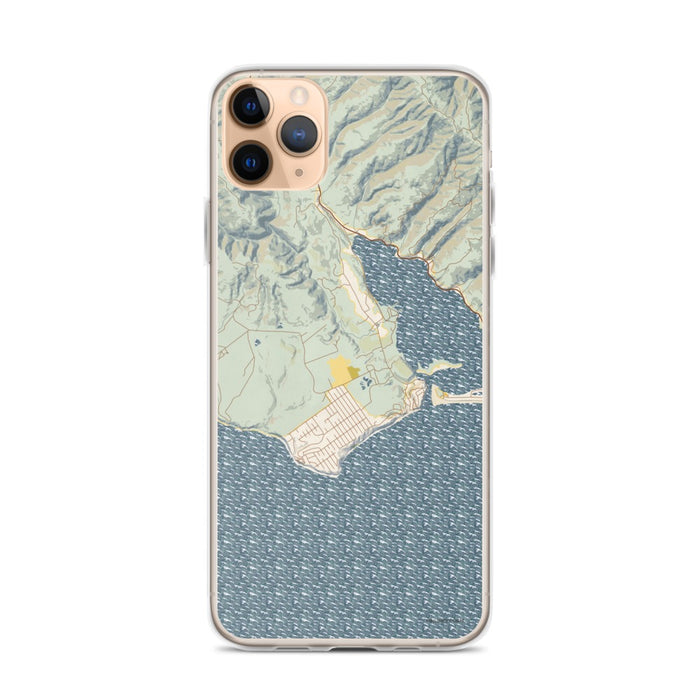 Custom iPhone 11 Pro Max Bolinas California Map Phone Case in Woodblock