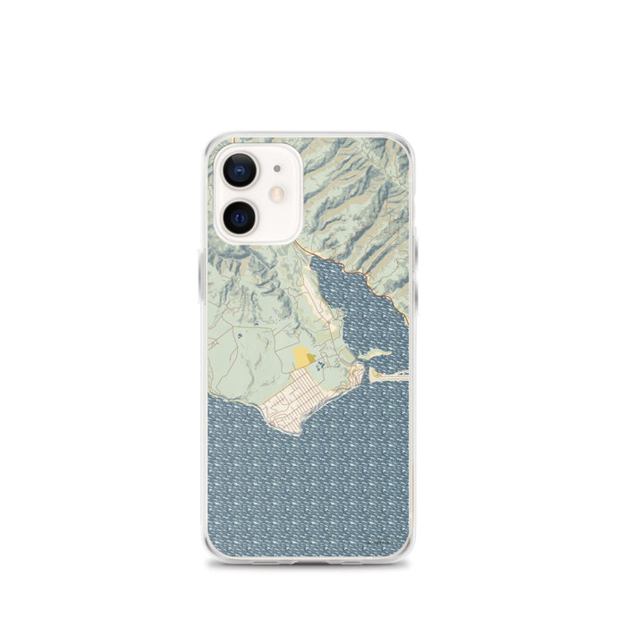 Custom iPhone 12 mini Bolinas California Map Phone Case in Woodblock