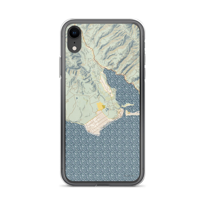 Custom iPhone XR Bolinas California Map Phone Case in Woodblock