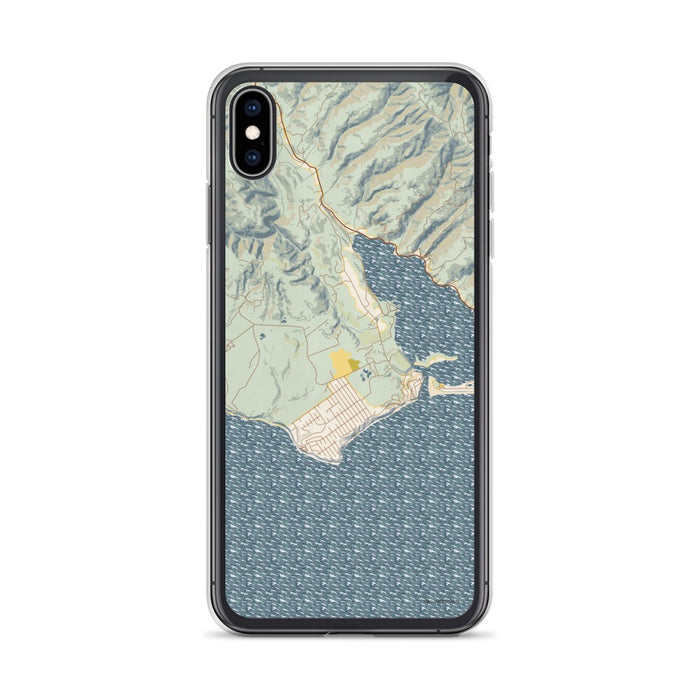 Custom iPhone XS Max Bolinas California Map Phone Case in Woodblock
