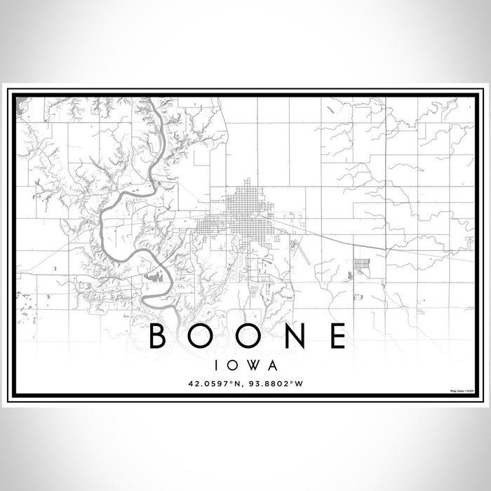 Boone Iowa Map Print Landscape Orientation in Classic Style With Shaded Background