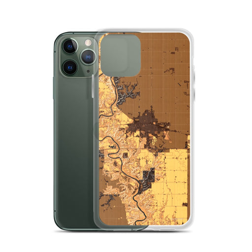 Custom Boone Iowa Map Phone Case in Ember on Table with Laptop and Plant