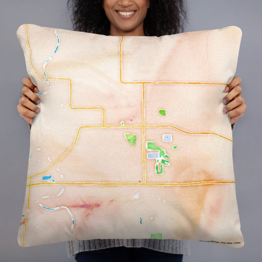 Person holding 22x22 Custom Boone Iowa Map Throw Pillow in Watercolor